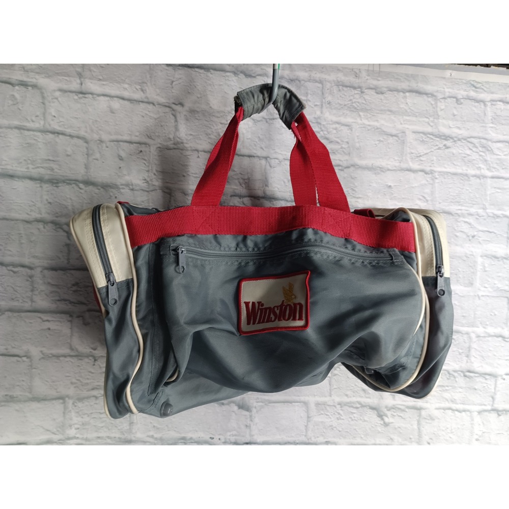 Vintage Winston Cigarettes Duffle Bag Gray Red Promotional Travel Gym Bag 19" s9